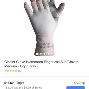 Glacier Glove Islamorada Fingerless Sun Glove Gray
